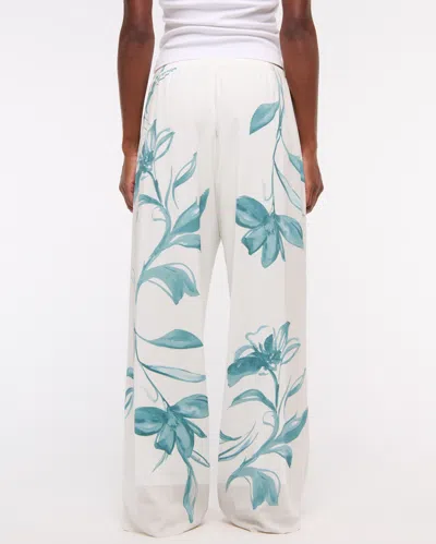 Abercrombie & Fitch Drapey Wide Leg Pull-on Pant In White