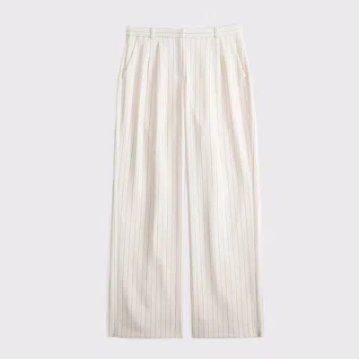 Abercrombie & Fitch Curve Love A&f Sloane Low Rise Tailored Wide Leg Pant In Neutral