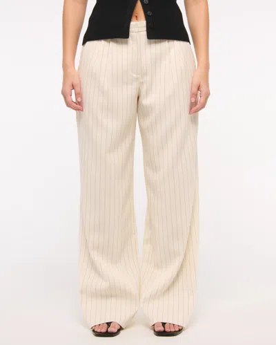 Abercrombie & Fitch Curve Love A&f Sloane Low Rise Tailored Wide Leg Pant In Neutral