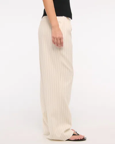 Abercrombie & Fitch Curve Love A&f Sloane Low Rise Tailored Wide Leg Pant In Neutral