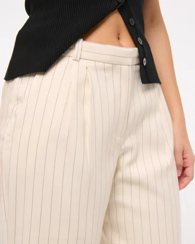 Abercrombie & Fitch Curve Love A&f Sloane Low Rise Tailored Wide Leg Pant In Neutral