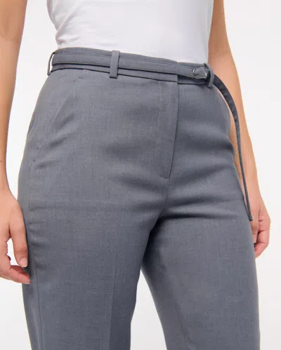 Abercrombie & Fitch Curve Love High Rise Belted Ankle Straight Pant In Gray