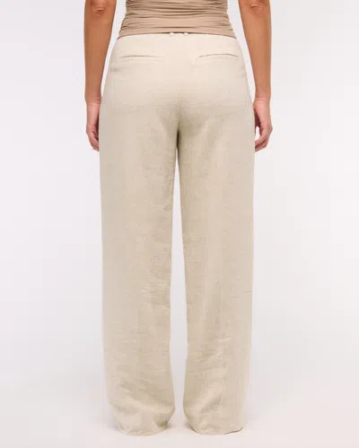 Abercrombie & Fitch Curve Love Tailored Linen-blend Wide Leg Pant In Neutral