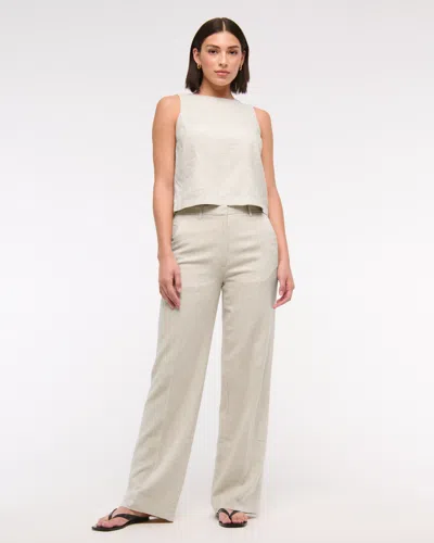 Abercrombie & Fitch Tailored Linen-blend Wide Leg Pant In Neutral