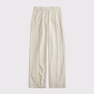 Abercrombie & Fitch Tailored Linen-blend Wide Leg Pant In Neutral