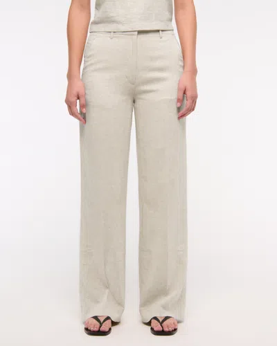 Abercrombie & Fitch Tailored Linen-blend Wide Leg Pant In Neutral