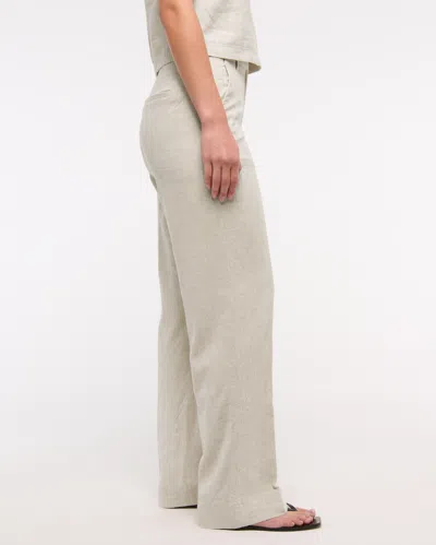Abercrombie & Fitch Tailored Linen-blend Wide Leg Pant In Neutral