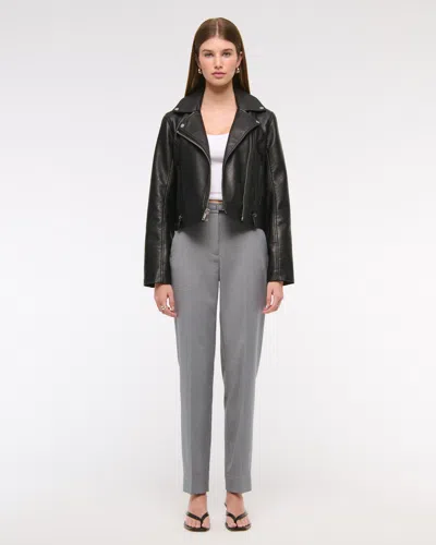 Abercrombie & Fitch High Rise Belted Ankle Straight Pant In Gray