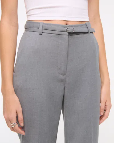 Abercrombie & Fitch High Rise Belted Ankle Straight Pant In Gray