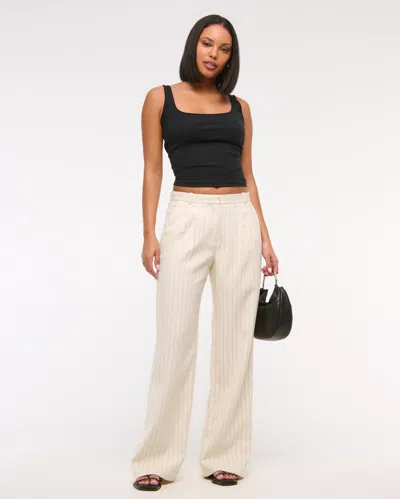 Abercrombie & Fitch A&f Sloane Low Rise Tailored Wide Leg Pant In White