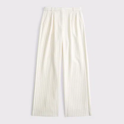 Abercrombie & Fitch A&f Sloane Low Rise Tailored Wide Leg Pant In White