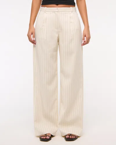 Abercrombie & Fitch A&f Sloane Low Rise Tailored Wide Leg Pant In White