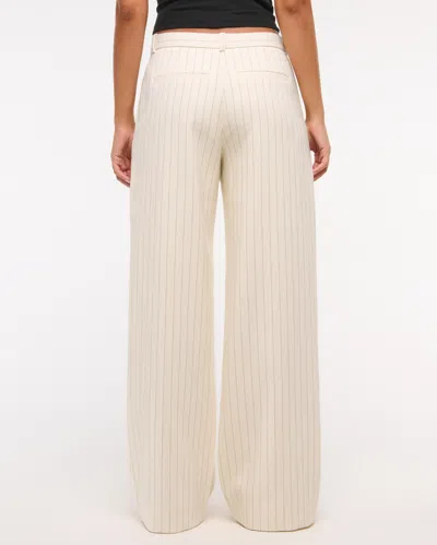 Abercrombie & Fitch A&f Sloane Low Rise Tailored Wide Leg Pant In White