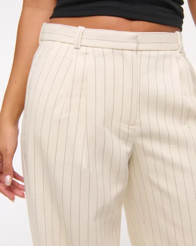 Abercrombie & Fitch A&f Sloane Low Rise Tailored Wide Leg Pant In White