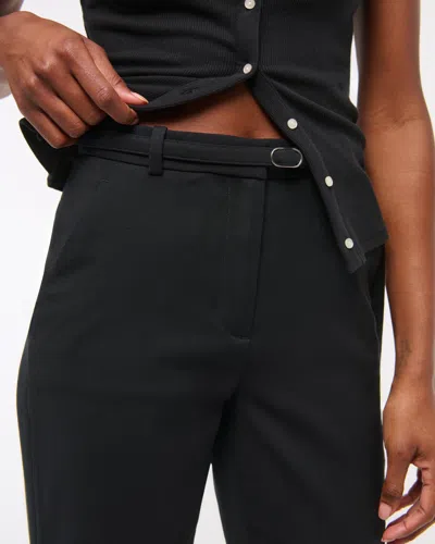 Abercrombie & Fitch High Rise Belted Ankle Straight Pant In Black