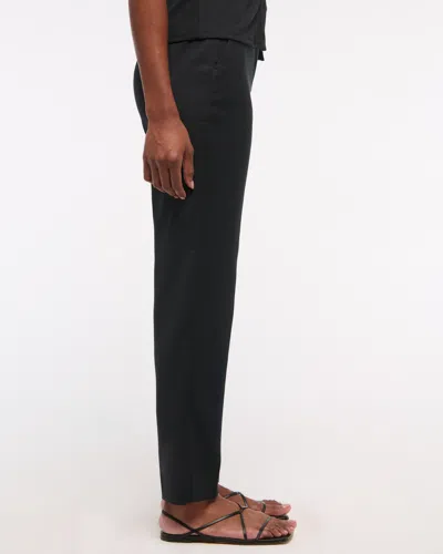 Abercrombie & Fitch High Rise Belted Ankle Straight Pant In Black