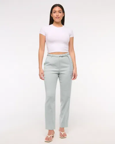 Abercrombie & Fitch Curve Love High Rise Belted Ankle Straight Pant In Gray