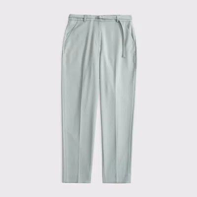Abercrombie & Fitch Curve Love High Rise Belted Ankle Straight Pant In Gray