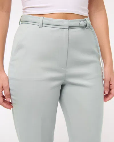 Abercrombie & Fitch Curve Love High Rise Belted Ankle Straight Pant In Gray