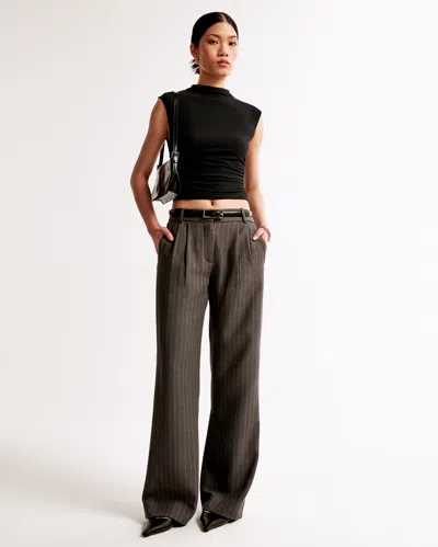 Abercrombie & Fitch A&f Sloane Low Rise Tailored Wide Leg Pant In Brown