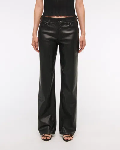 Abercrombie & Fitch Vegan Leather Low Rise Baggy Pant In Black