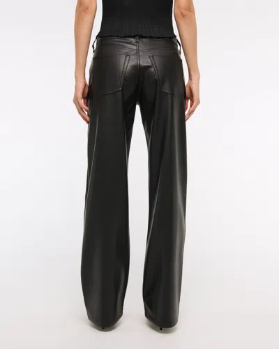 Abercrombie & Fitch Vegan Leather Low Rise Baggy Pant In Black