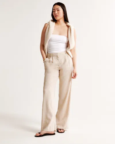 Abercrombie & Fitch A&f Sloane Low Rise Tailored Linen-blend Pant In Sand
