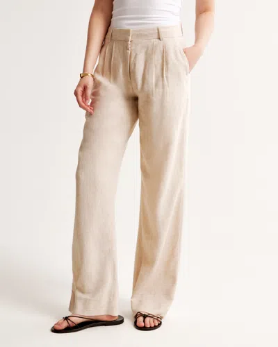 Abercrombie & Fitch A&f Sloane Low Rise Tailored Linen-blend Pant In Sand