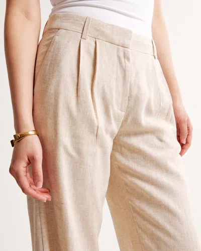 Abercrombie & Fitch A&f Sloane Low Rise Tailored Linen-blend Pant In Sand