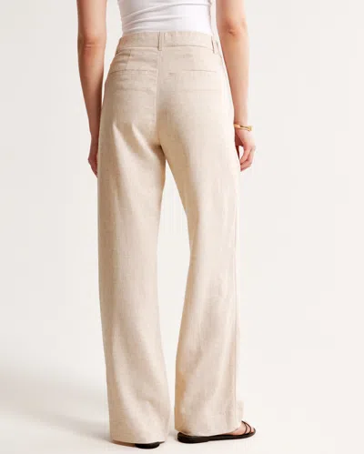 Abercrombie & Fitch A&f Sloane Low Rise Tailored Linen-blend Pant In Sand