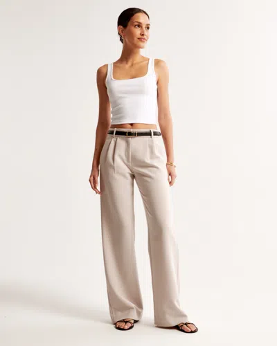 Abercrombie & Fitch A&f Sloane Low Rise Tailored Wide Leg Pant In Nude
