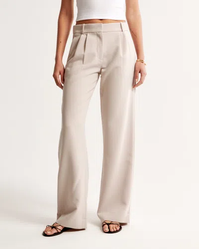 Abercrombie & Fitch A&f Sloane Low Rise Tailored Wide Leg Pant In Nude