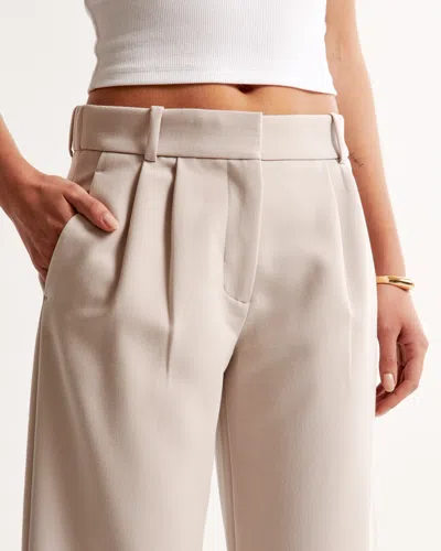 Abercrombie & Fitch A&f Sloane Low Rise Tailored Wide Leg Pant In Nude