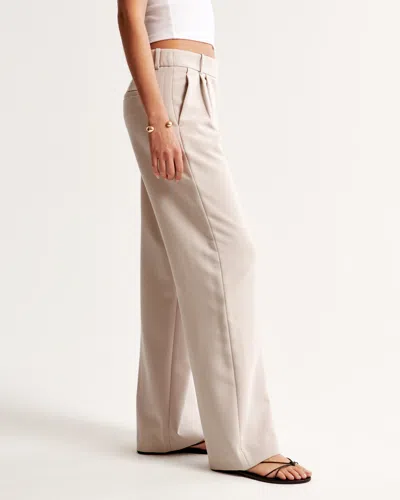 Abercrombie & Fitch A&f Sloane Low Rise Tailored Wide Leg Pant In Nude