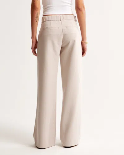 Abercrombie & Fitch A&f Sloane Low Rise Tailored Wide Leg Pant In Nude
