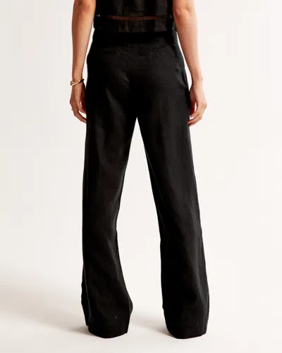 Abercrombie & Fitch A&f Sloane Low Rise Tailored Linen-blend Pant In Black