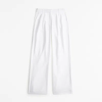 Abercrombie & Fitch A&f Sloane Low Rise Tailored Linen-blend Pant In White