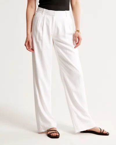 Abercrombie & Fitch A&f Sloane Low Rise Tailored Linen-blend Pant In White