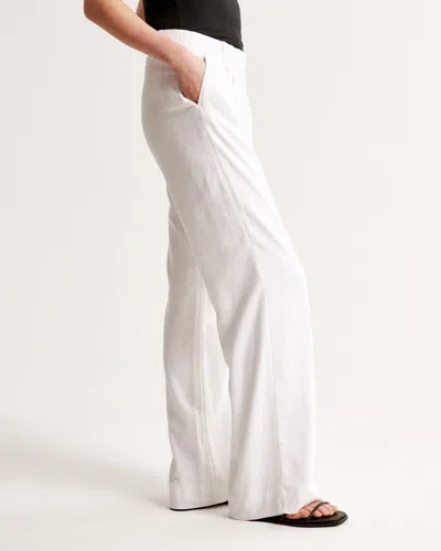 Abercrombie & Fitch A&f Sloane Low Rise Tailored Linen-blend Pant In White