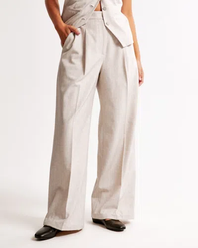 Abercrombie & Fitch Curve Love A&f Harper Tailored Ultra Wide Leg Pant In Neutral