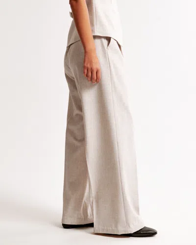 Abercrombie & Fitch Curve Love A&f Harper Tailored Ultra Wide Leg Pant In Neutral