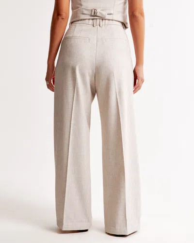 Abercrombie & Fitch Curve Love A&f Harper Tailored Ultra Wide Leg Pant In Neutral