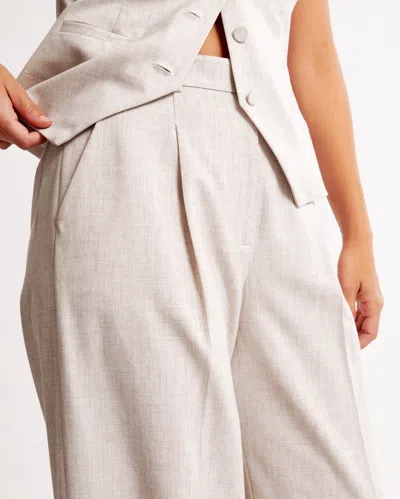 Abercrombie & Fitch Curve Love A&f Harper Tailored Ultra Wide Leg Pant In Neutral
