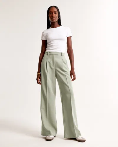 Abercrombie & Fitch A&f Harper Tailored Ultra Wide Leg Pant In Green
