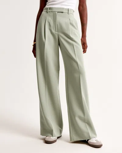 Abercrombie & Fitch A&f Harper Tailored Ultra Wide Leg Pant In Green