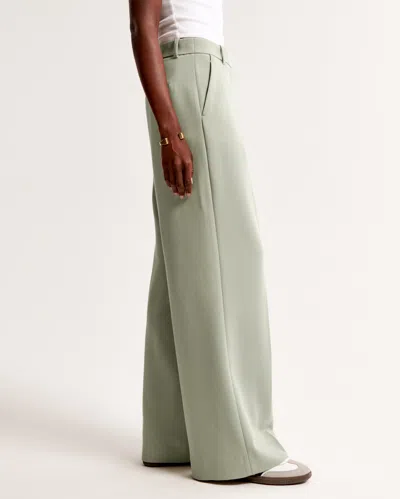 Abercrombie & Fitch A&f Harper Tailored Ultra Wide Leg Pant In Green