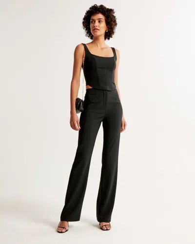 Abercrombie & Fitch High Rise Slim Boot Trouser In Black