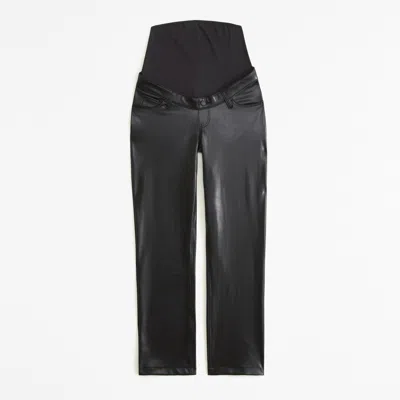 Abercrombie & Fitch Maternity Vegan Leather 90s Straight Pant In Black