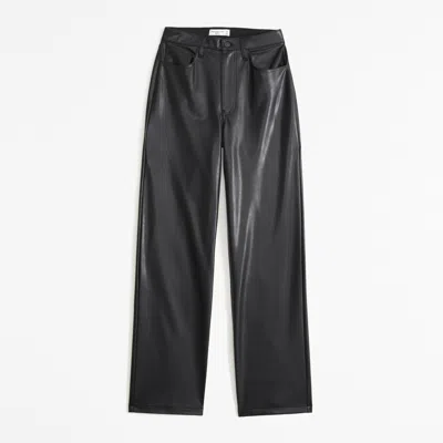 Abercrombie & Fitch Vegan Leather High Rise Loose Pant In Black