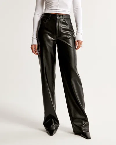 Abercrombie & Fitch Vegan Leather High Rise Loose Pant In Black